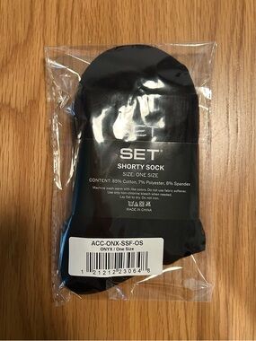 SET Active SET Shorty Socks Onyx/White - One Size NWT